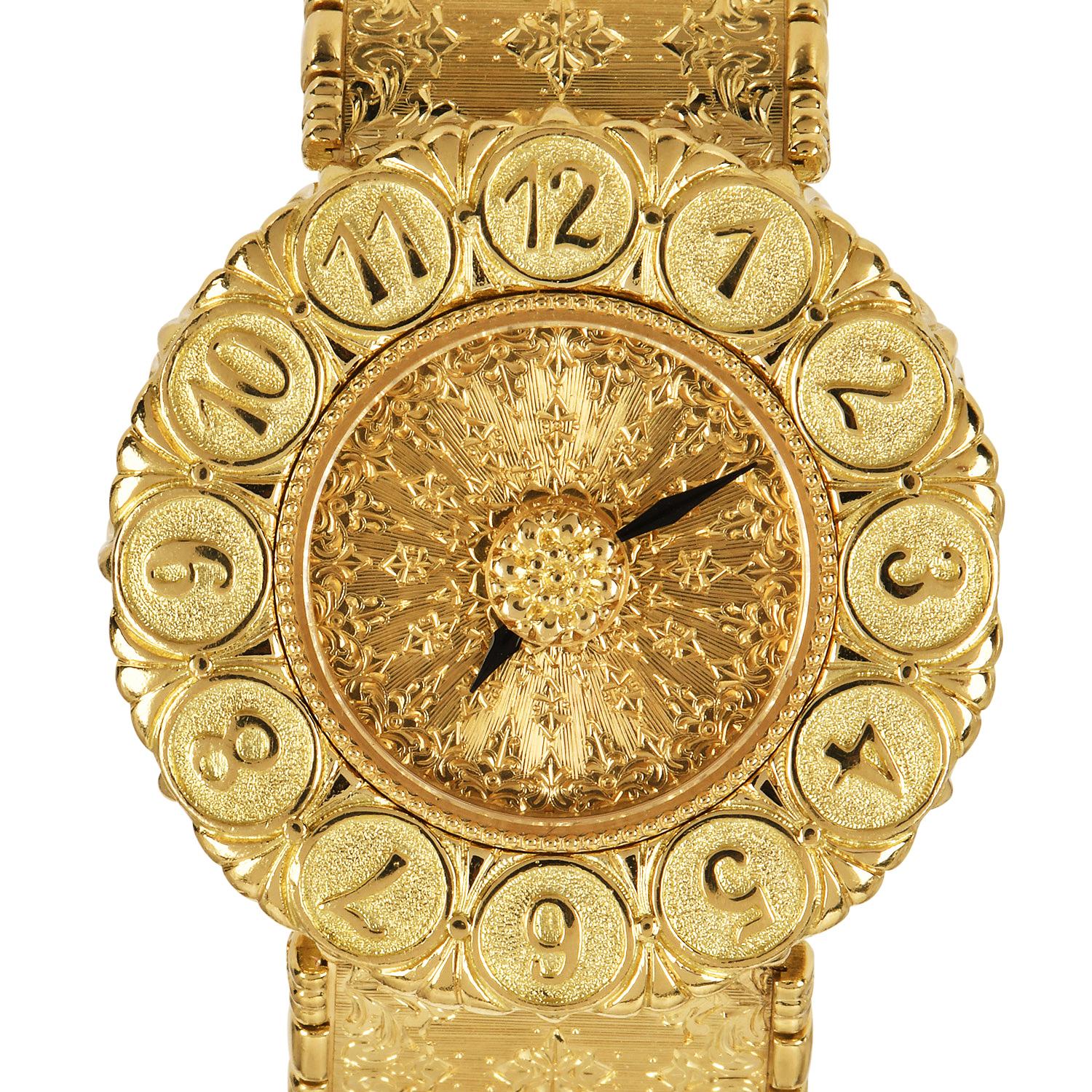 Buccellati Eliochron 18K Yellow Gold Watch

This exquisite Buccellati Eliochron Watch combines timeless design with meticulous craftsmanship, perfect for the discerning collector.

Collection: Eliochron

Model: 022

Movement: Quartz, provides