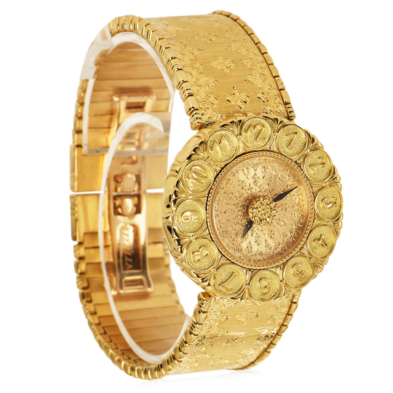 Buccellati Eliochron 18K Yellow Gold Ladies Wat In Excellent Condition In Miami, FL