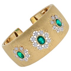 Buccellati Smaragd und Diamant 18k Gelb/Weißgold Manschette um 1980