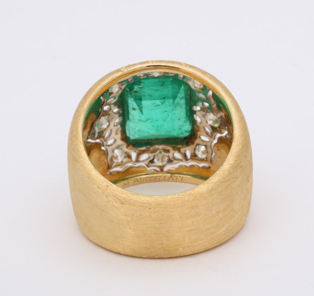 Buccellati Emerald Diamond Ring In Excellent Condition In Bal Harbour, FL