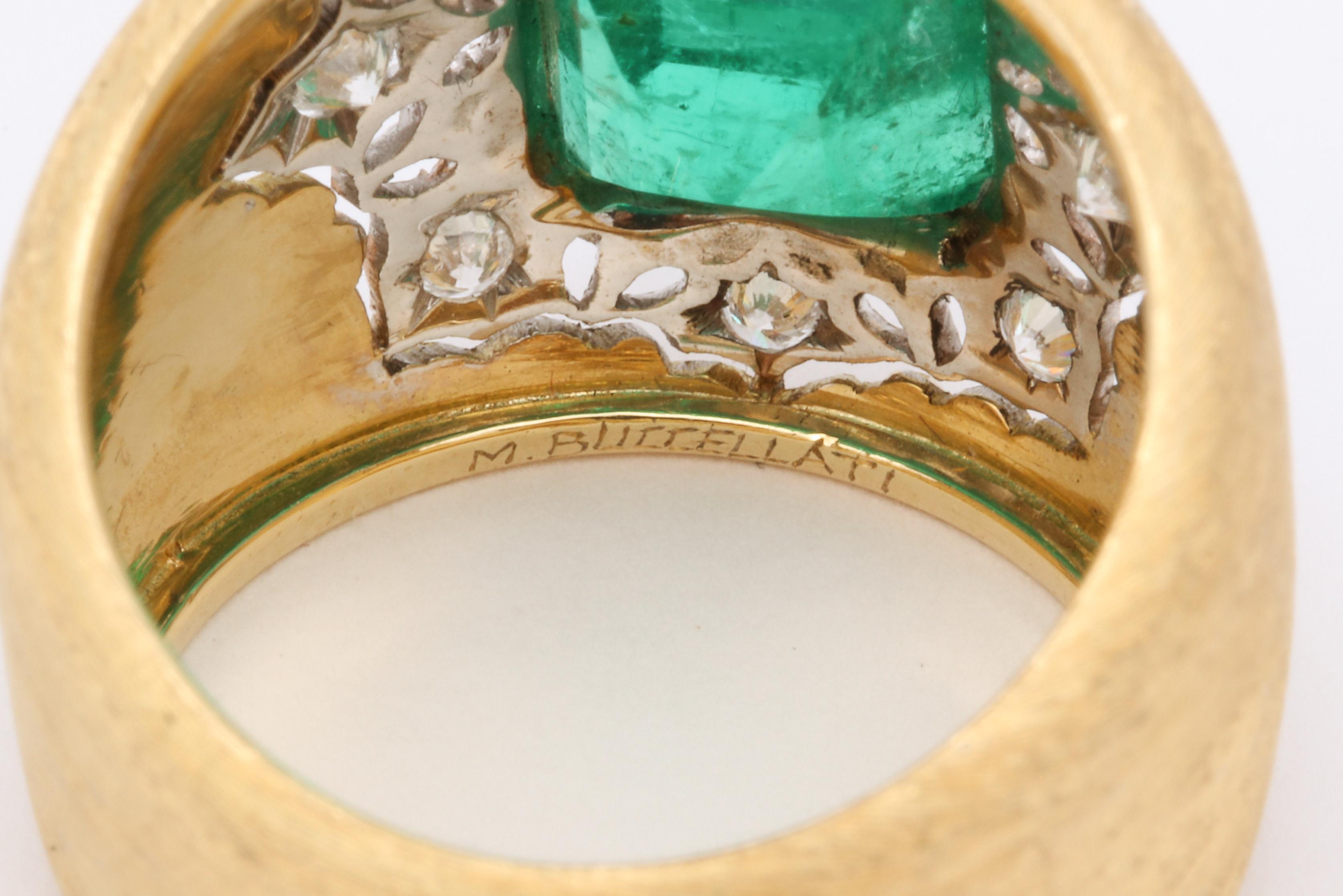 Women's or Men's Buccellati Emerald Diamond Ring