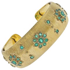 Buccellati Emerald Gold Classic Cuff Bracelet