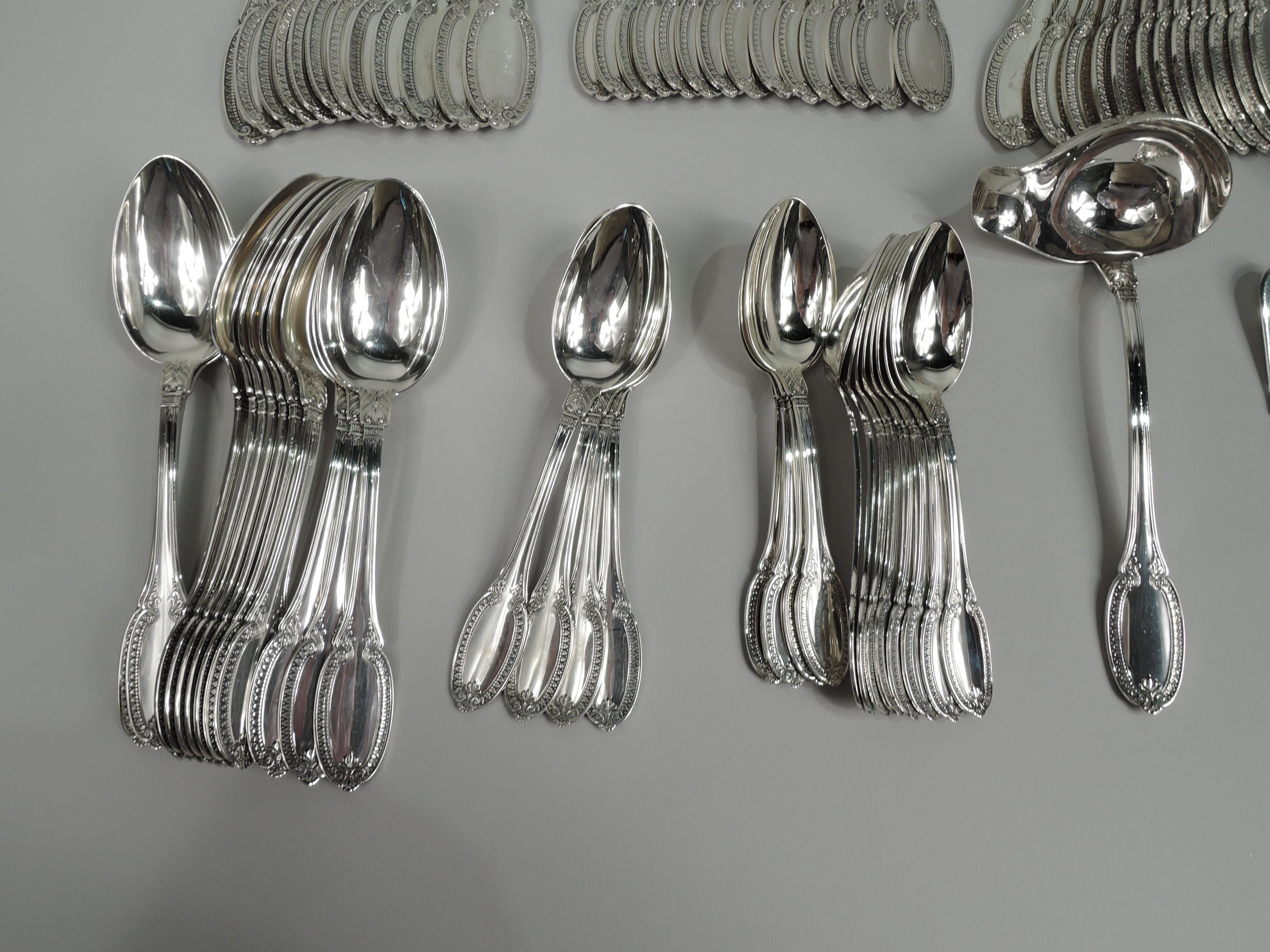 Italian Buccellati Empire Sterling Silver Dinner Set for 12 with 82 Pieces
