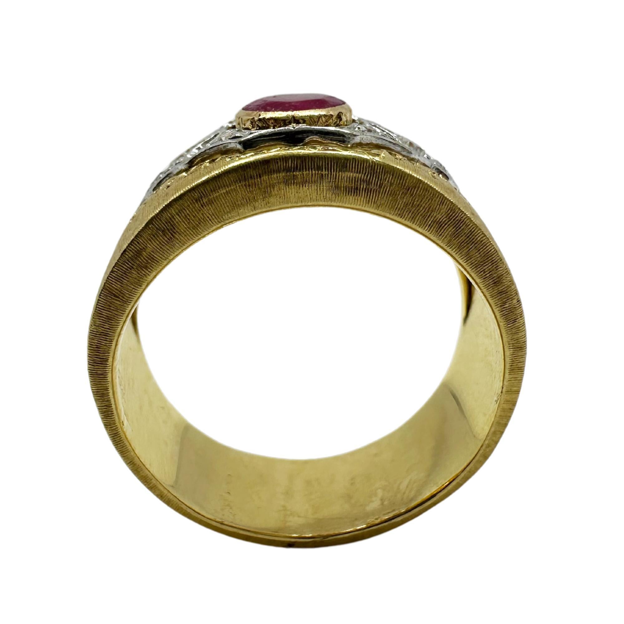 Anillo Buccellati Estate 18K Burma No Heat Rubí y Diamante Anillo ancho con GIA en venta 5