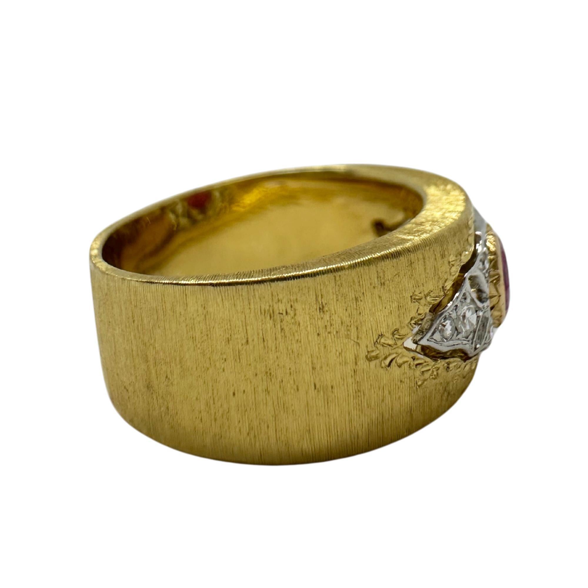 Anillo Buccellati Estate 18K Burma No Heat Rubí y Diamante Anillo ancho con GIA en venta 6