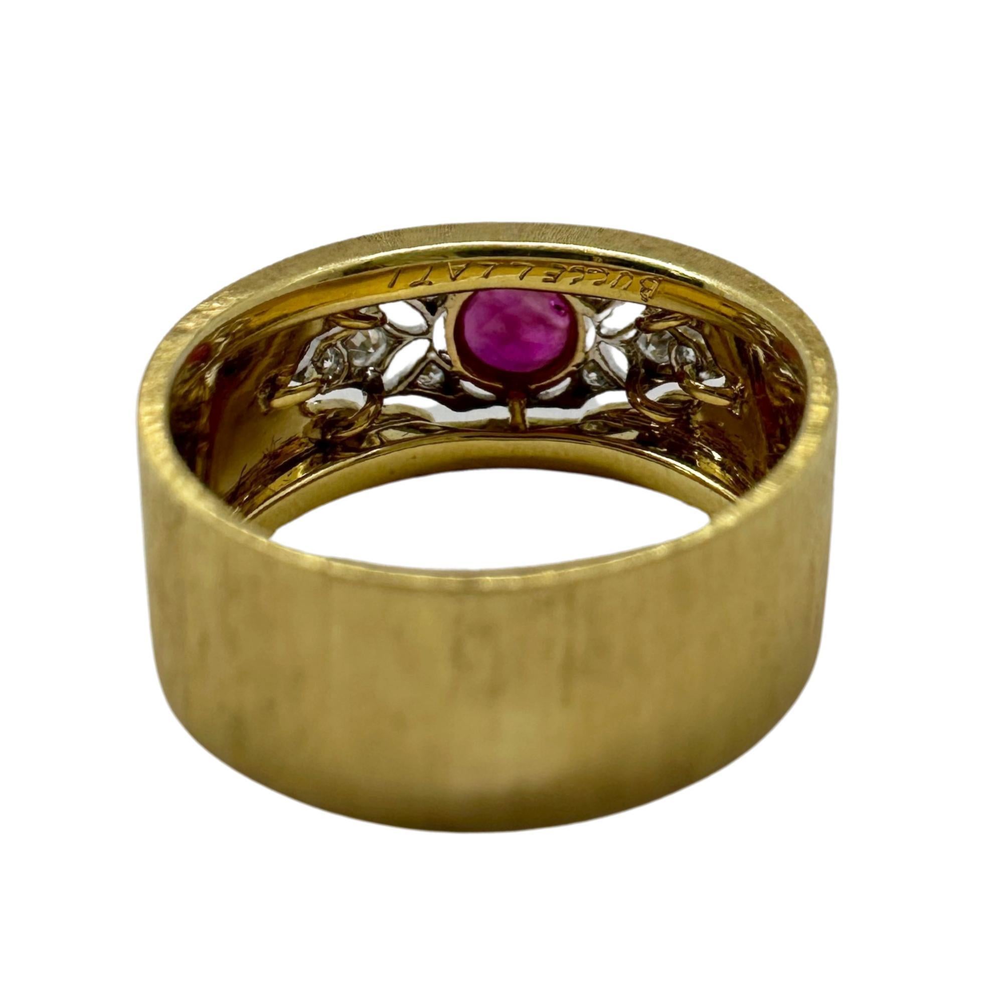 Anillo Buccellati Estate 18K Burma No Heat Rubí y Diamante Anillo ancho con GIA en venta 8