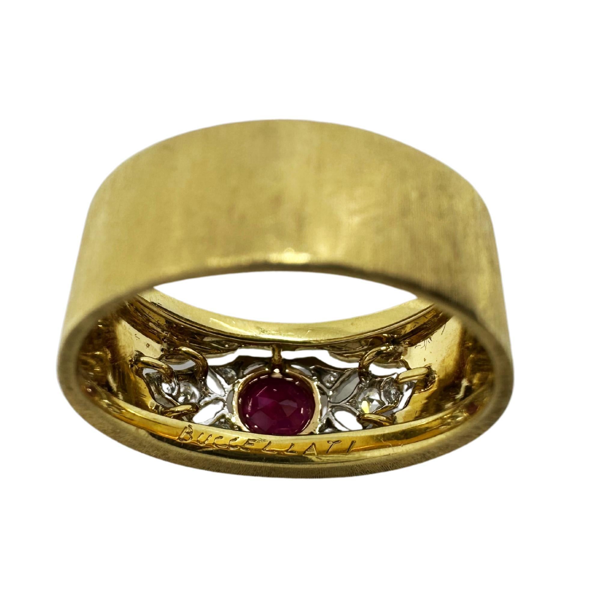 Anillo Buccellati Estate 18K Burma No Heat Rubí y Diamante Anillo ancho con GIA en venta 4