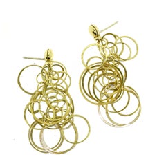 Buccellati Estate Hawaii Link Multiple Ring Pendant Earrings in 18k Yellow Gold