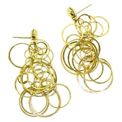 Buccellati Estate Hawaii Link Multiple Ring Pendant Earrings in 18k Yellow Gold