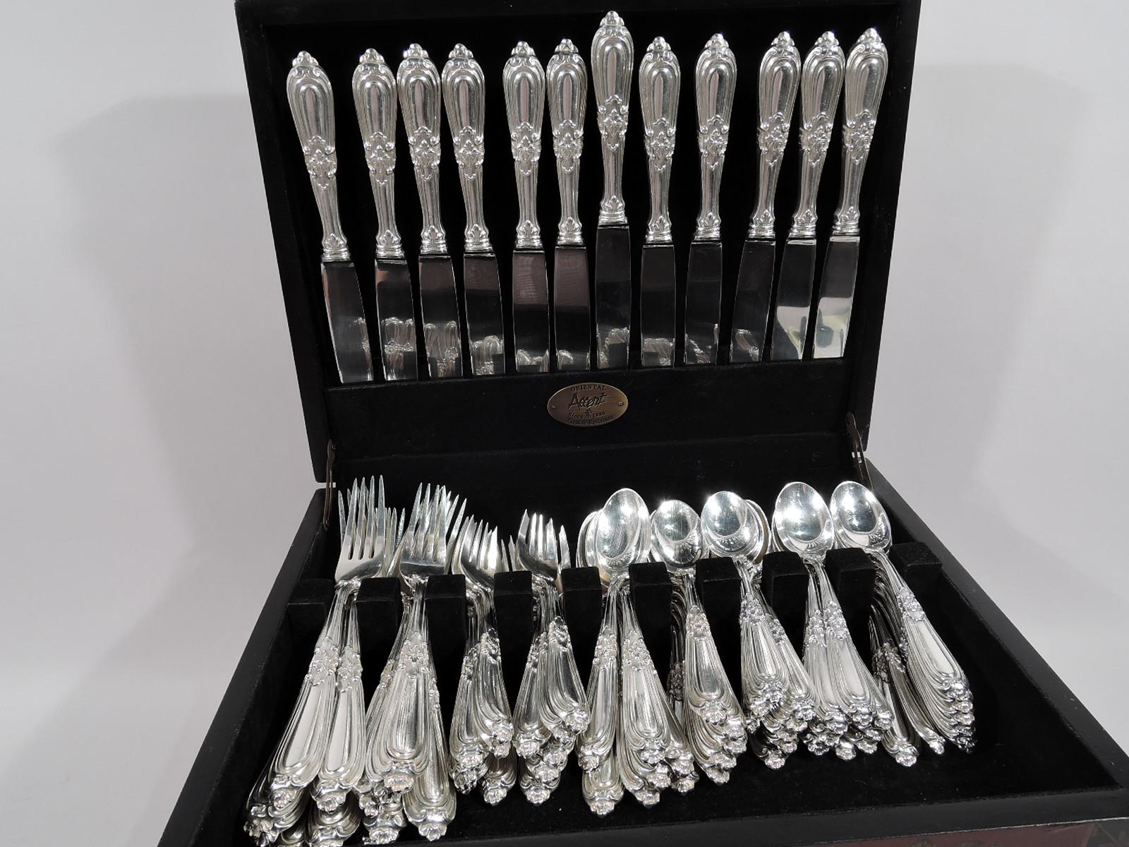 20th Century Buccellati Esteval Sterling Silver Dinner Set for 12 with 77 Pieces