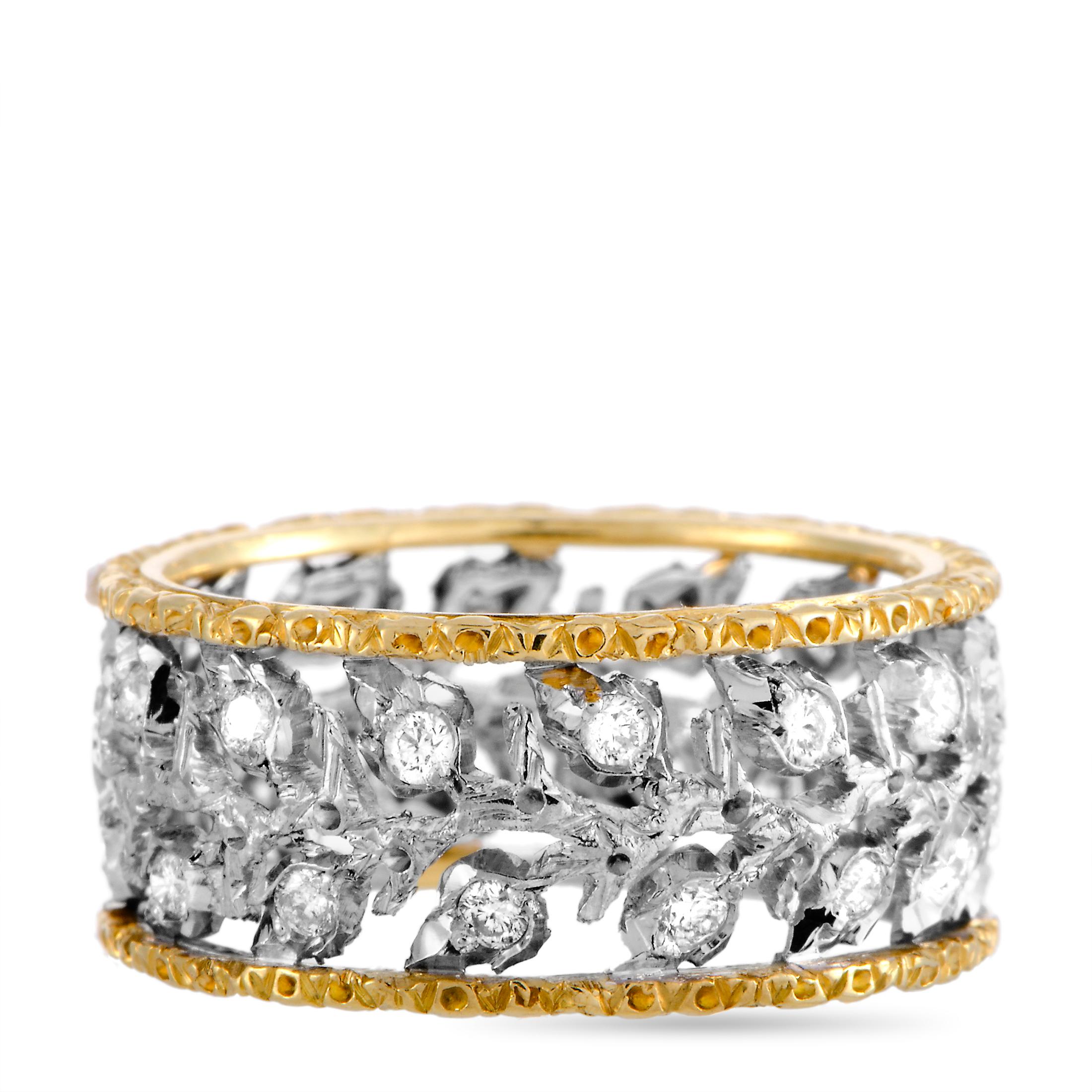 Buccellati Éternelle Diamond White and Yellow Gold Wedding Band Ring In Excellent Condition In Southampton, PA