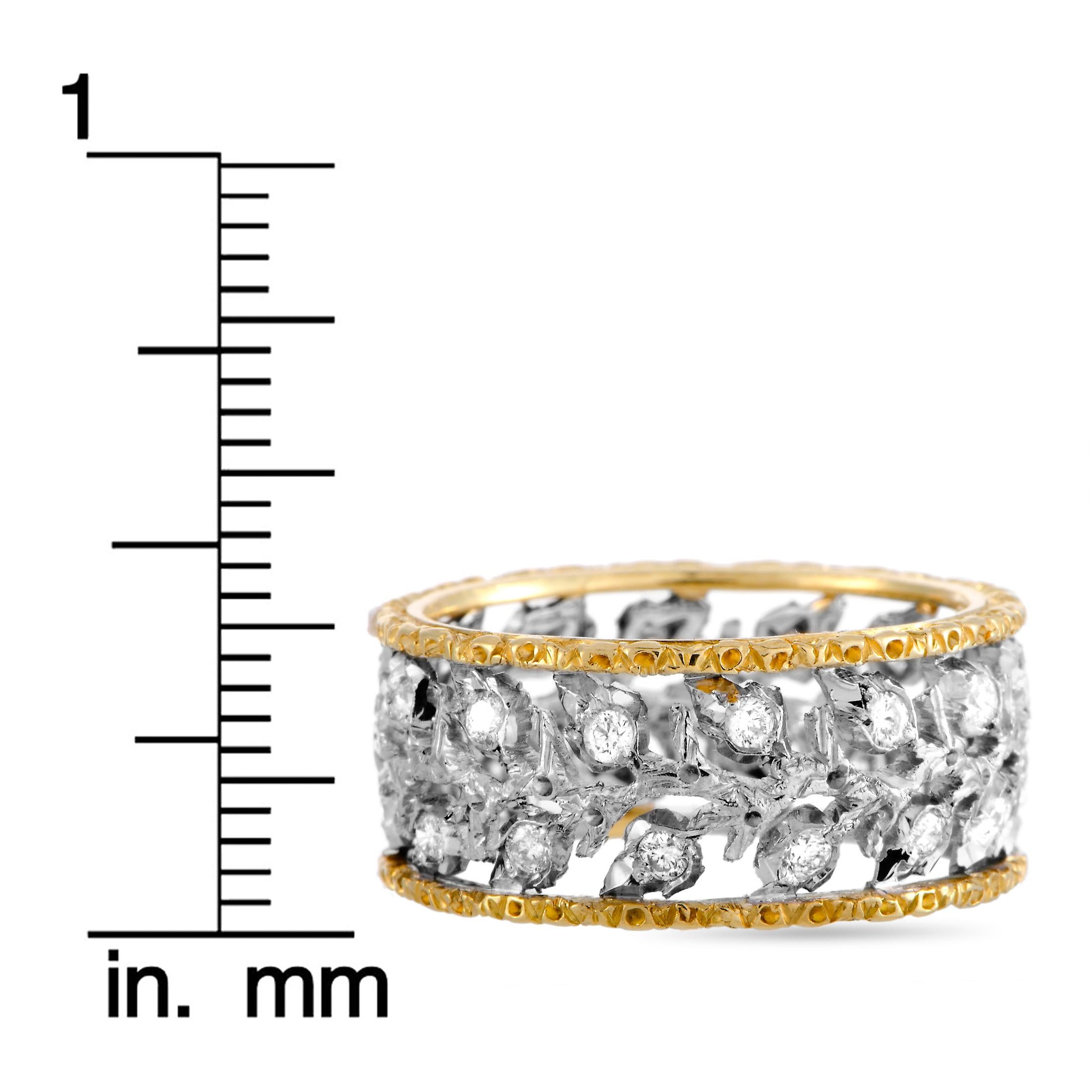 Buccellati Éternelle Diamond White and Yellow Gold Wedding Band Ring 3
