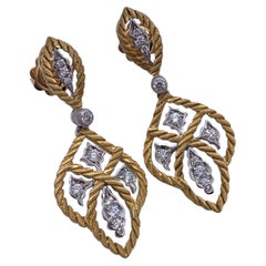 Buccellati Etoilee 18K Yellow Gold Diamond Drop Dangle Earrings