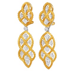 Buccellati Étoilée Diamond 18K Gold Day Night Drop Earrings
