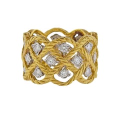 Buccellati Etoilee Diamond Gold Wide Band Ring