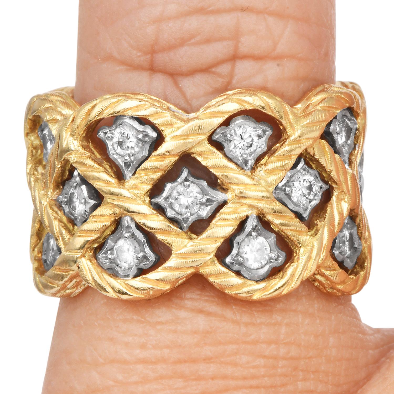 Women's Buccellati Étoilée Eternelle Diamond 18K Gold Wide Eternity Ring For Sale