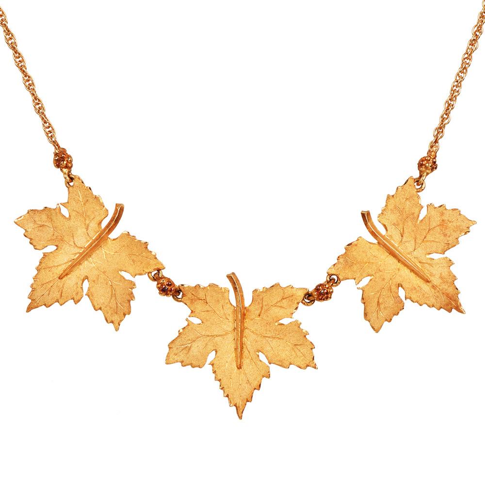 Collana con foglie d'acero in oro 18 carati Federico Buccellati Vintage in vendita 2