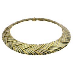 Buccellati Collana Tricolore Intrecciata in oro 18 carati 'Fiammato' Herringbone Designed