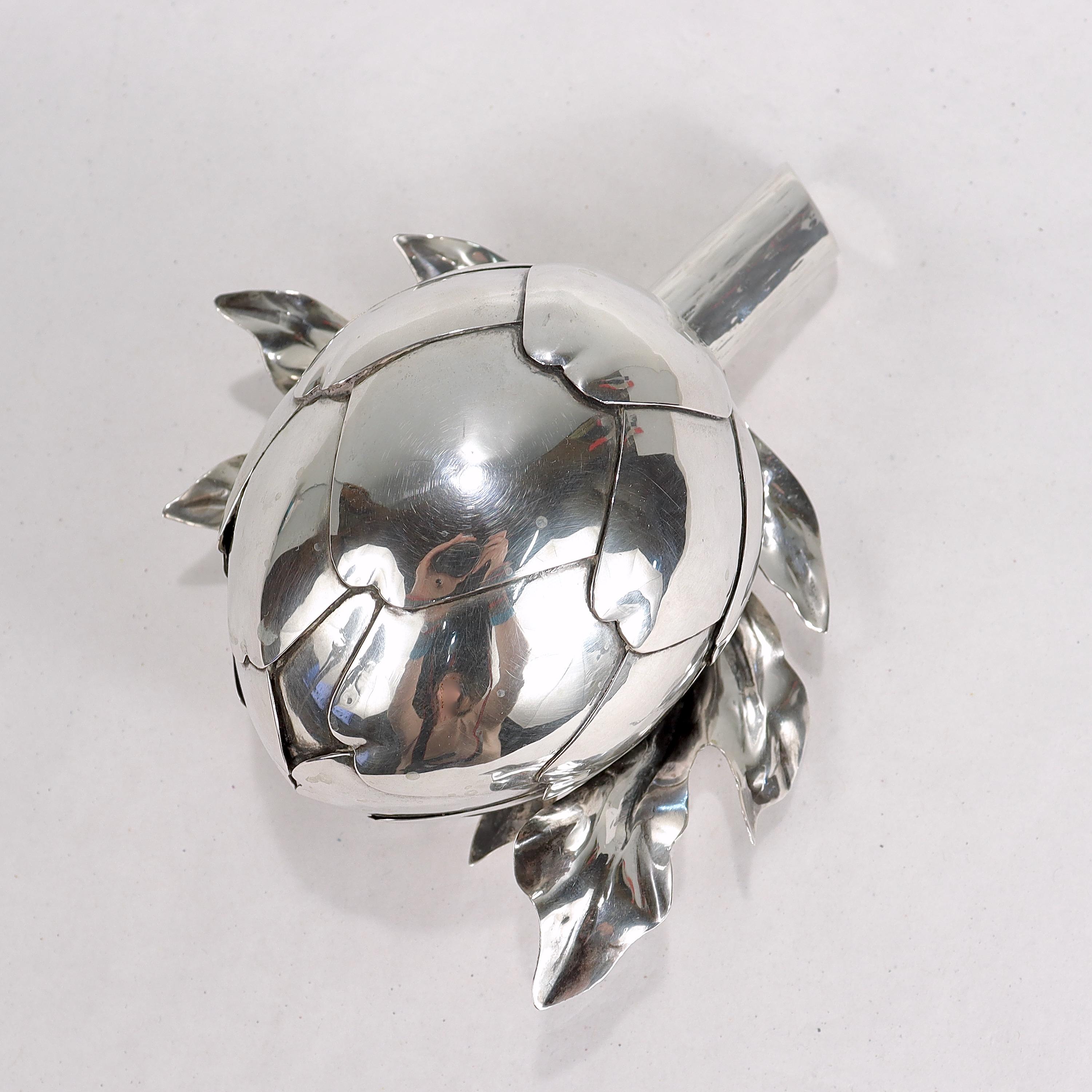 Buccellati Figural Artichoke .800 Silver Table Lighter 6