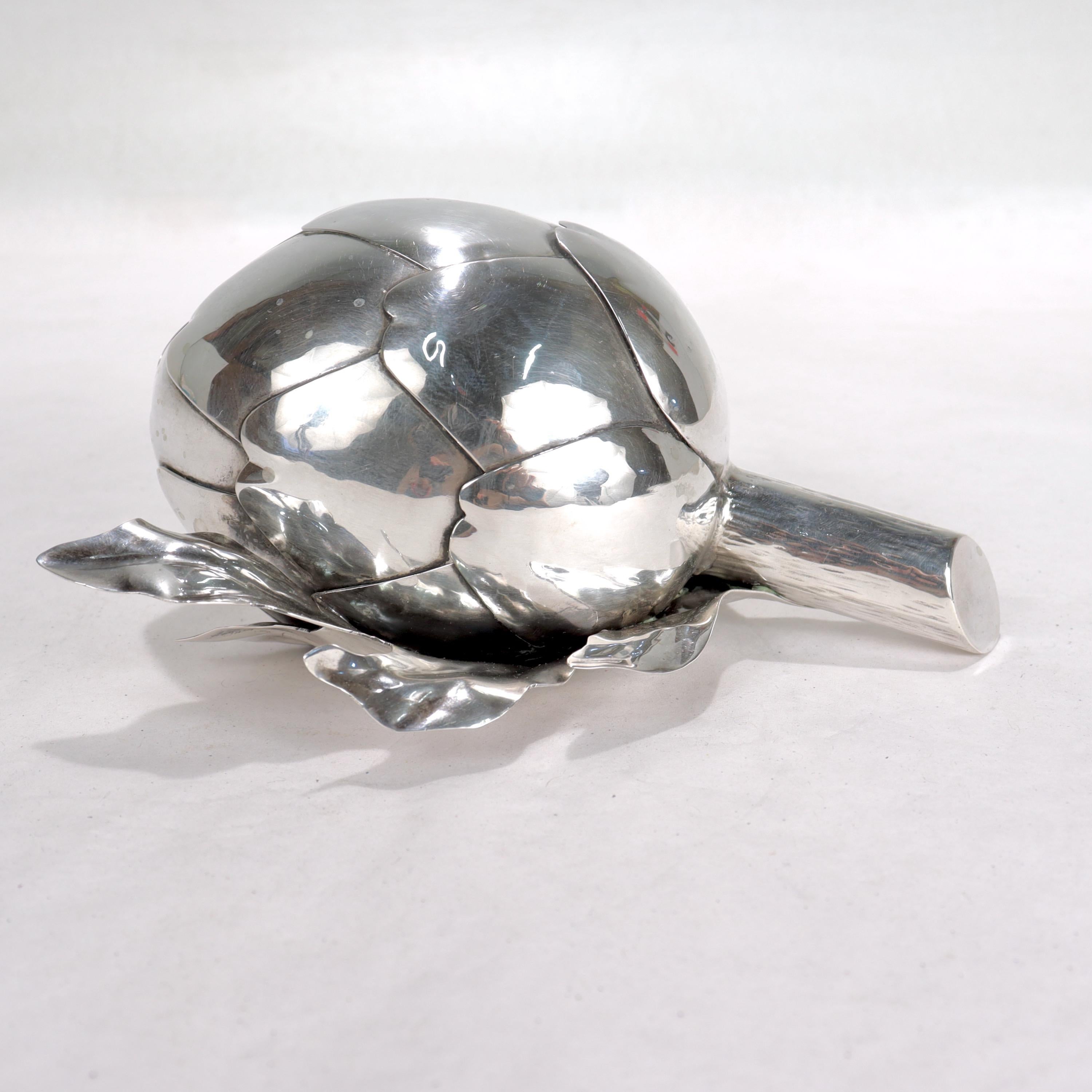 Buccellati Figural Artichoke .800 Silver Table Lighter 7