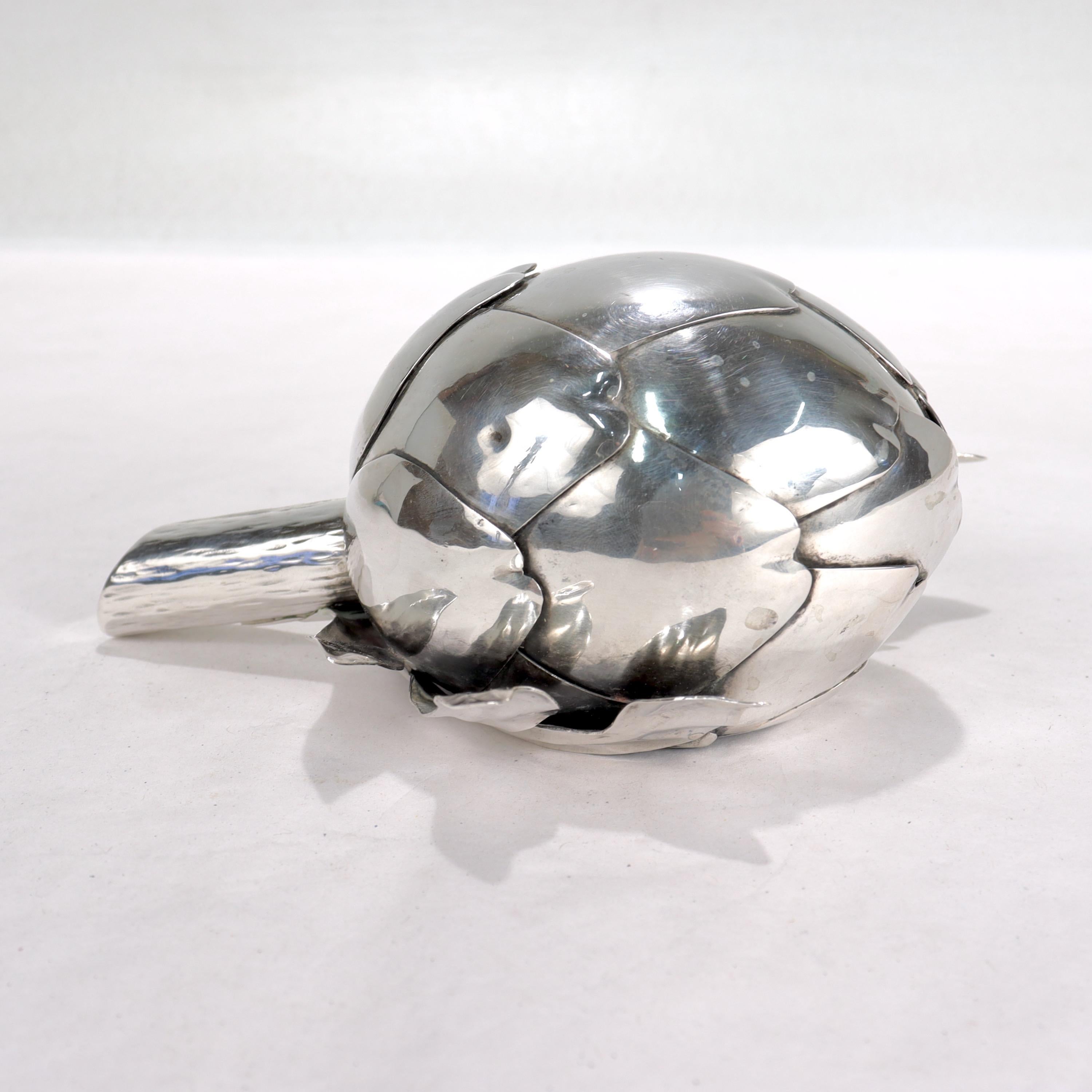 Buccellati Figural Artichoke .800 Silver Table Lighter 8