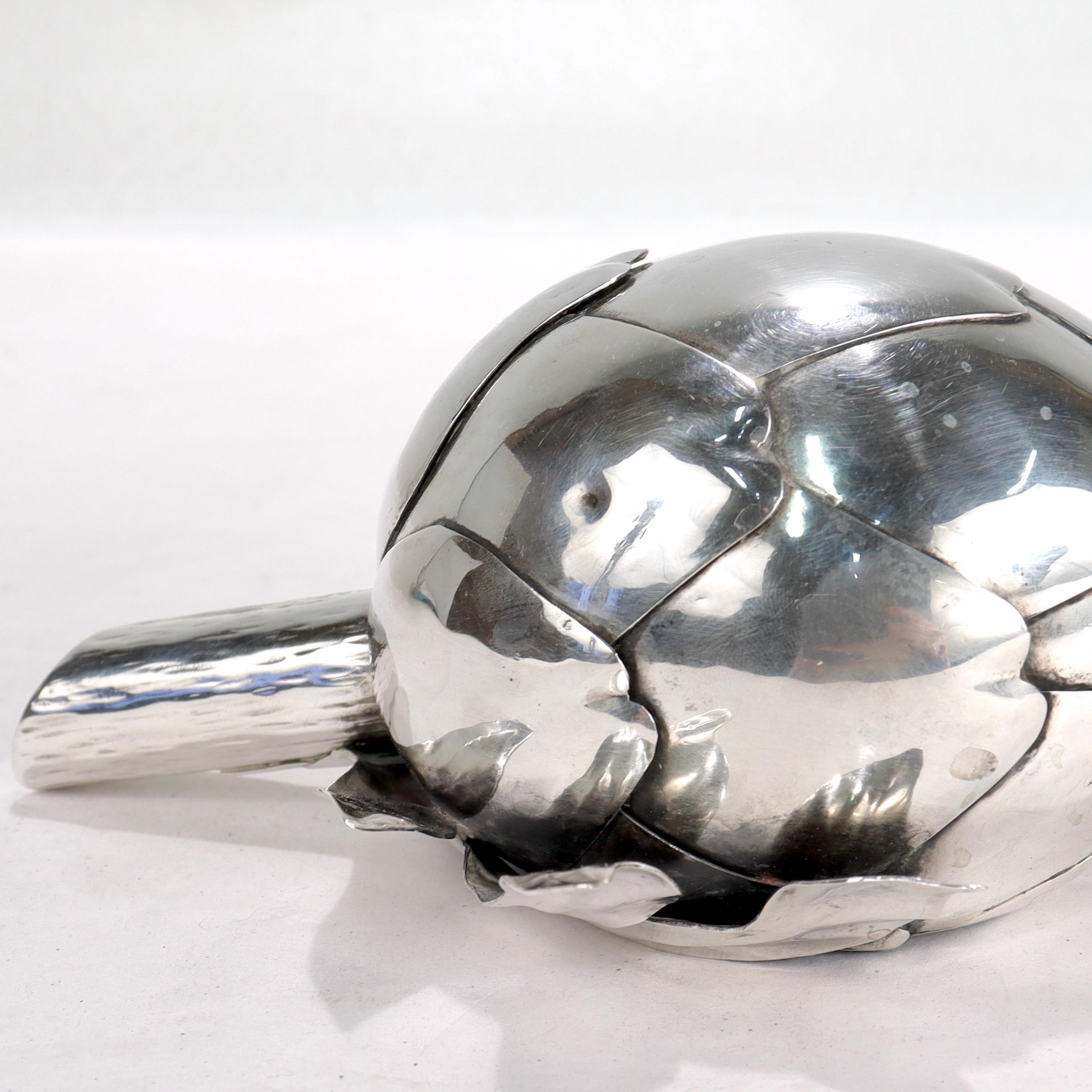 Buccellati Figural Artichoke .800 Silver Table Lighter 13