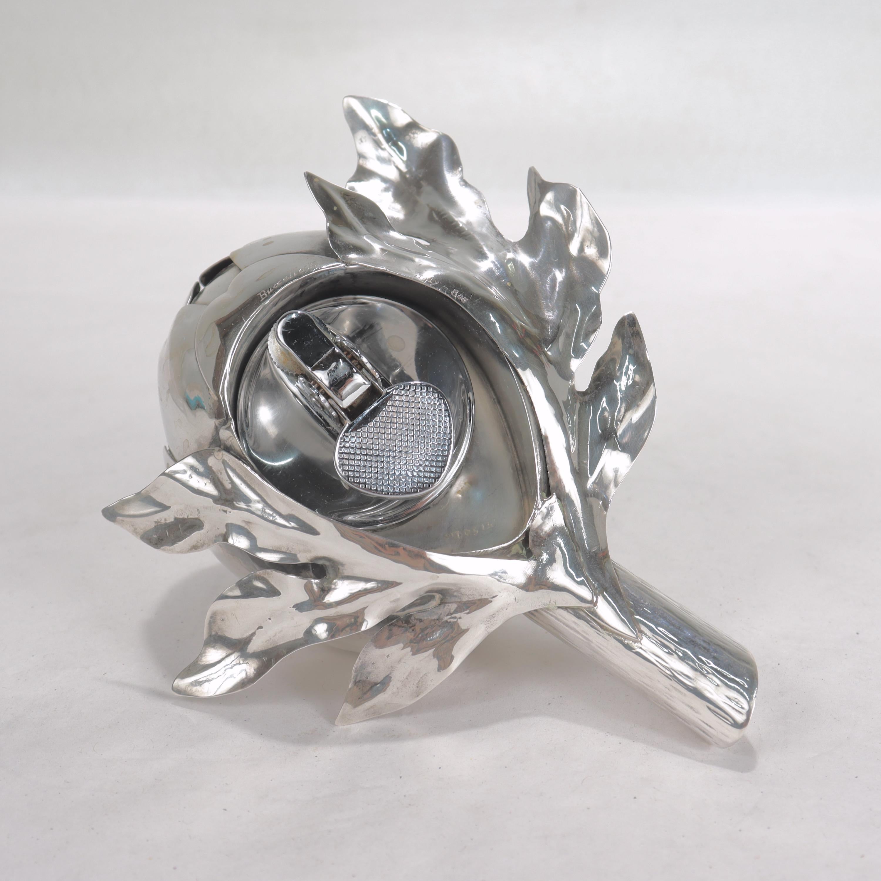 Buccellati Figural Artichoke .800 Silver Table Lighter In Good Condition In Philadelphia, PA