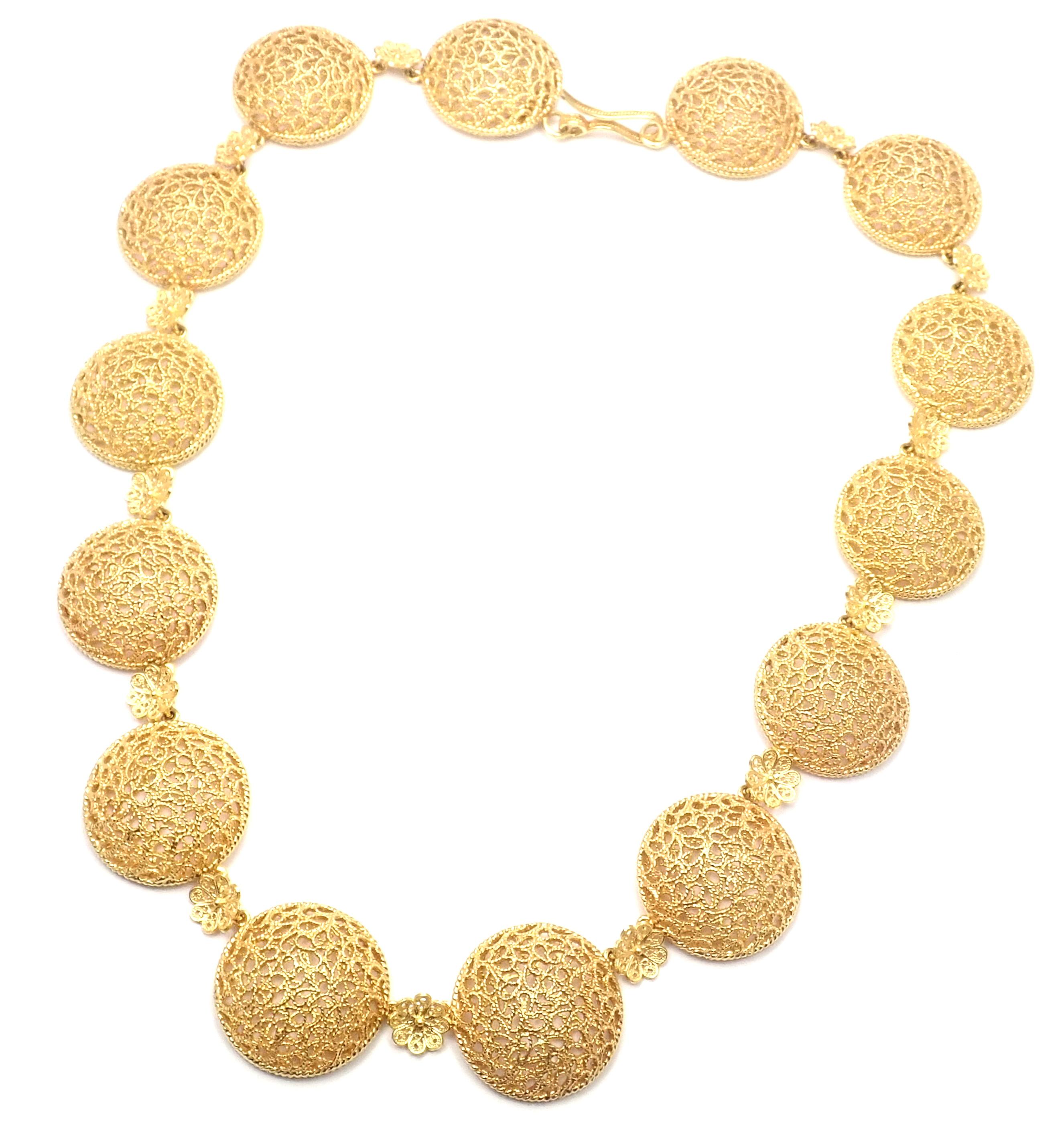 18k Yellow Gold Filidoro Link Necklace by Buccellati. 
Details: 
Weight: 71 grams
Length: 17