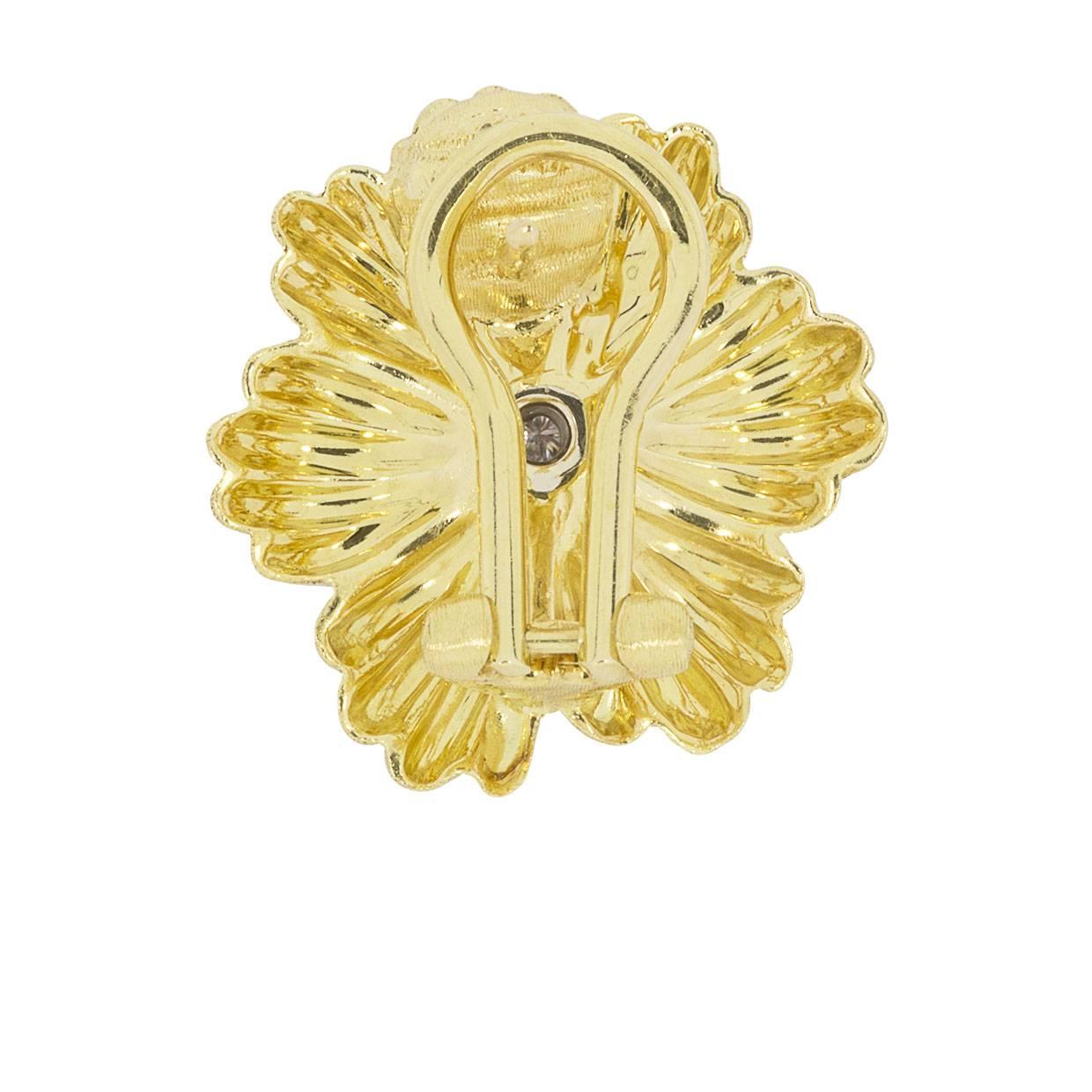 Buccellati Fleur de Fleur Diamond Gold Earrings In Excellent Condition In Columbia, MO