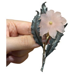 Buccellati Flower Brooch in Silver and Quartz, circa 1960s