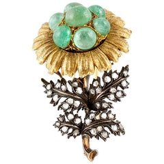 Buccellati Flower Emerald Brooch