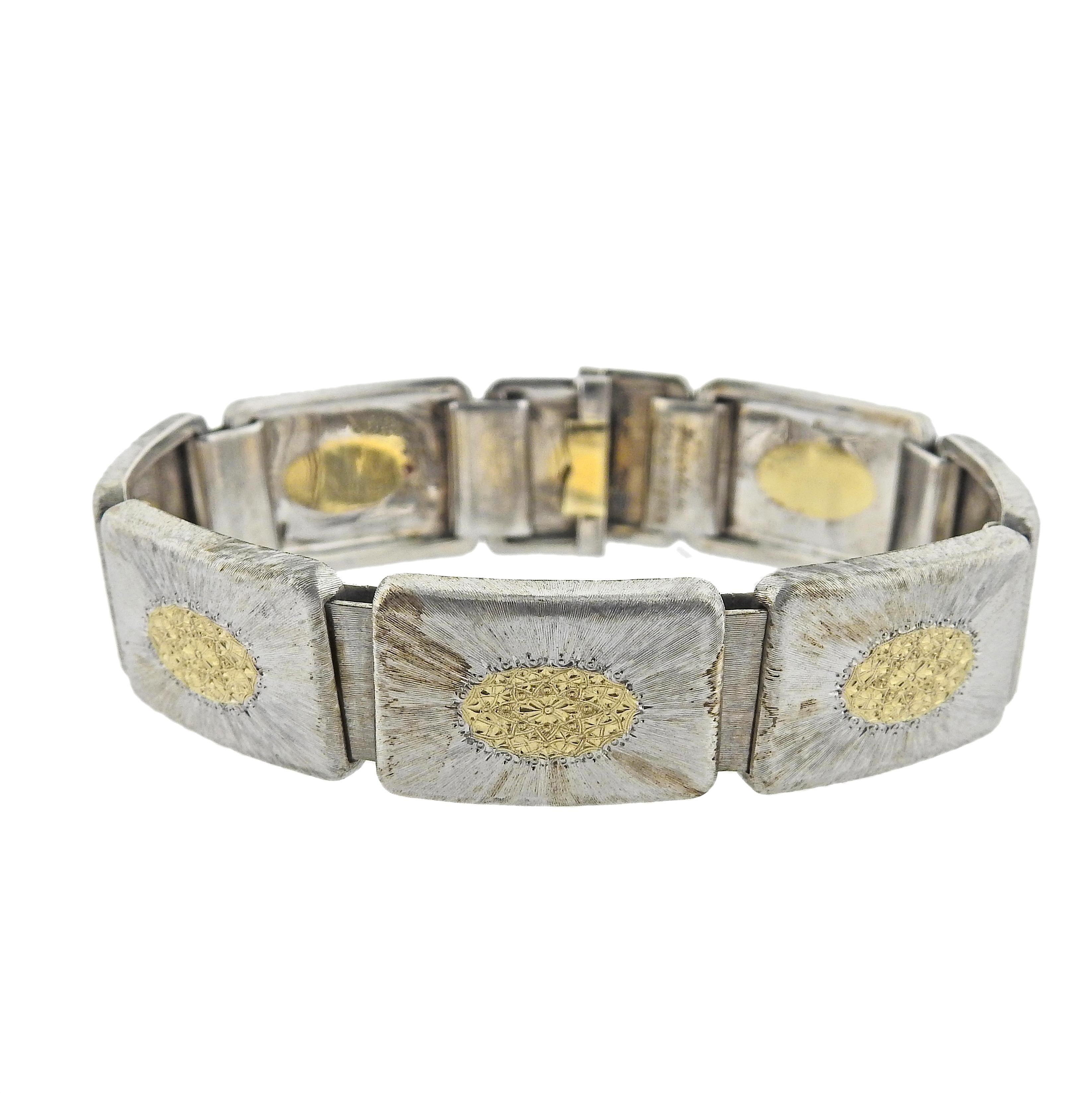 Buccellati Geminato Gold Silver Bracelet In Excellent Condition For Sale In Lambertville, NJ