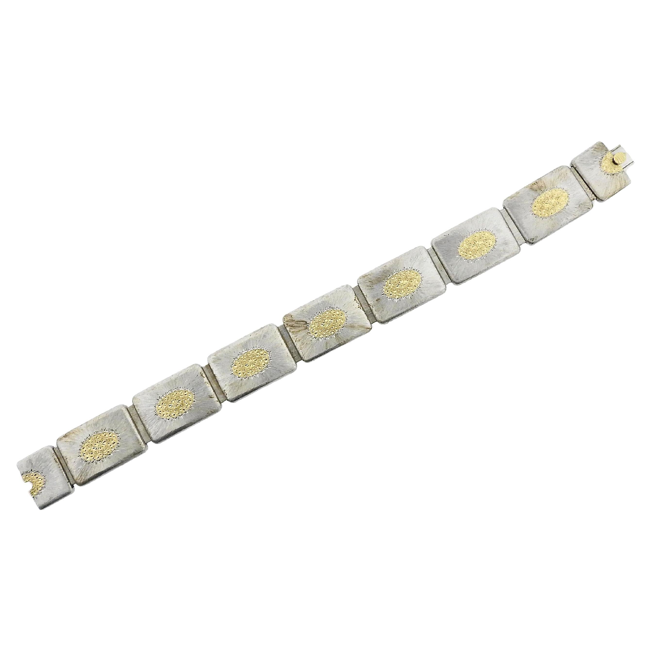 Buccellati Diamond Gold Wide Link Bracelet at 1stDibs