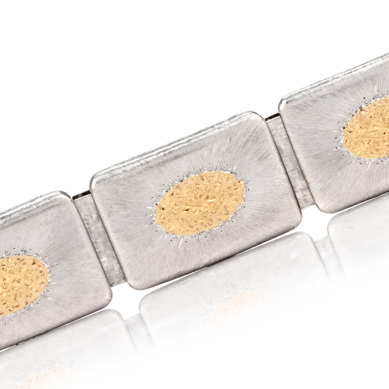 Buccellati: Gelbgold-Silberarmband mit Geminato im Zustand „Gut“ im Angebot in Miami, FL