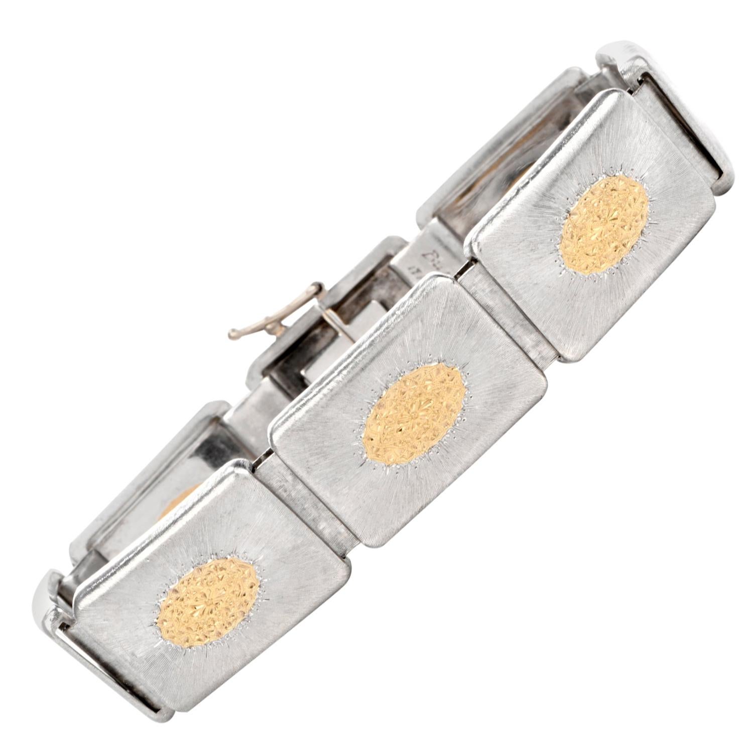 Buccellati Geminato Yellow Gold Silver Bracelet For Sale