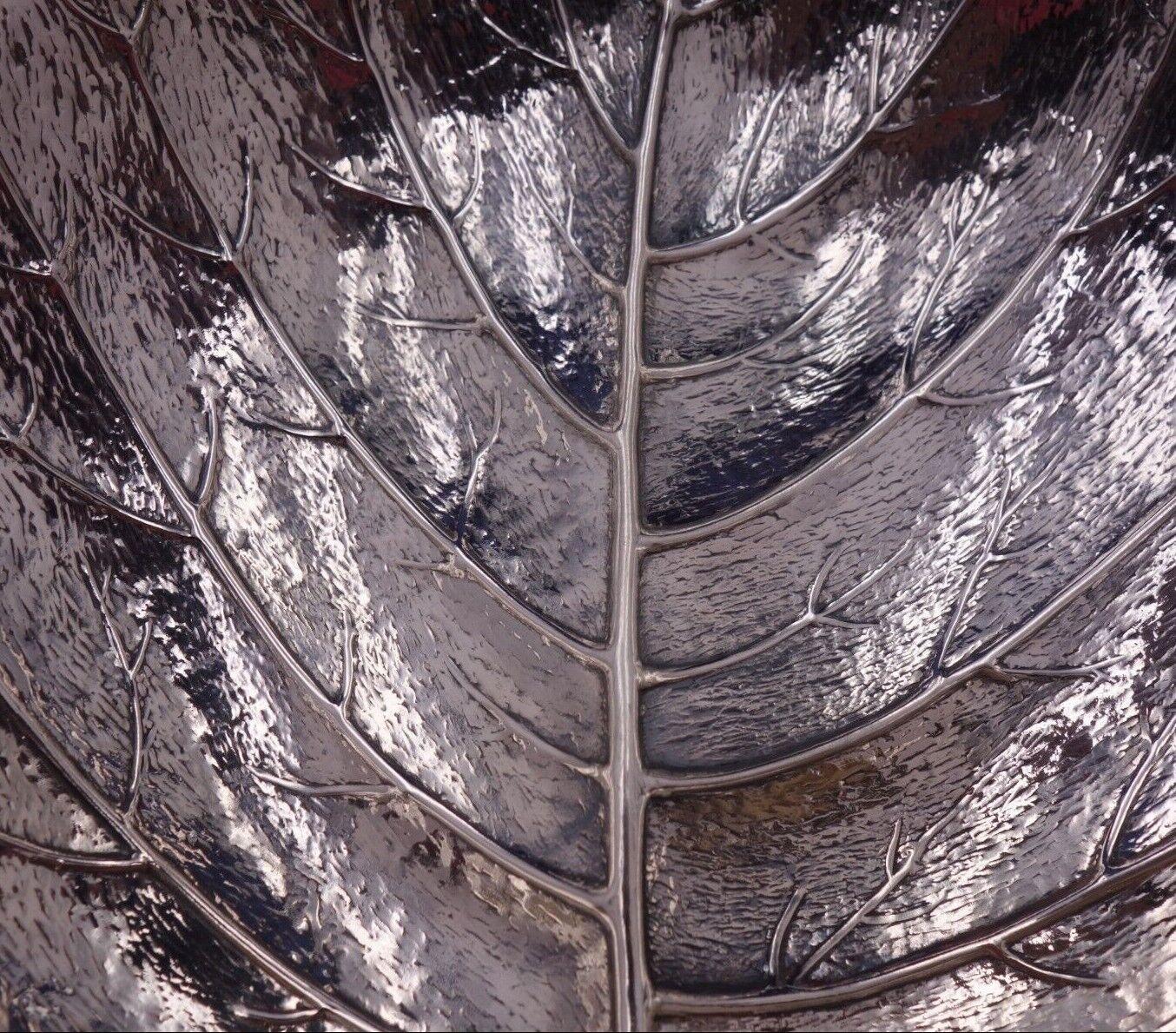 Buccellati Gianmaria Italian Sterling Silver Serving Tray Leaf W/Branch '#7027' 6