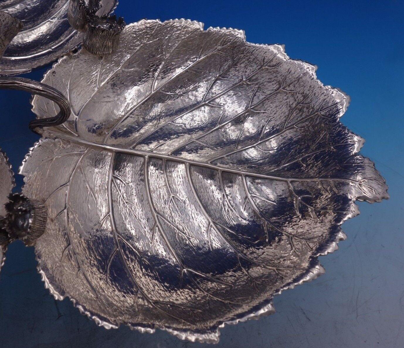 Buccellati Gianmaria Italian Sterling Silver Serving Tray Leaf W/Branch '#7027' 3