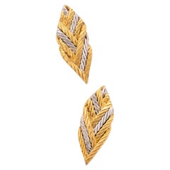 Buccellati Gianmaria Milano Textured Earrings in 18kt Gold and Platinum