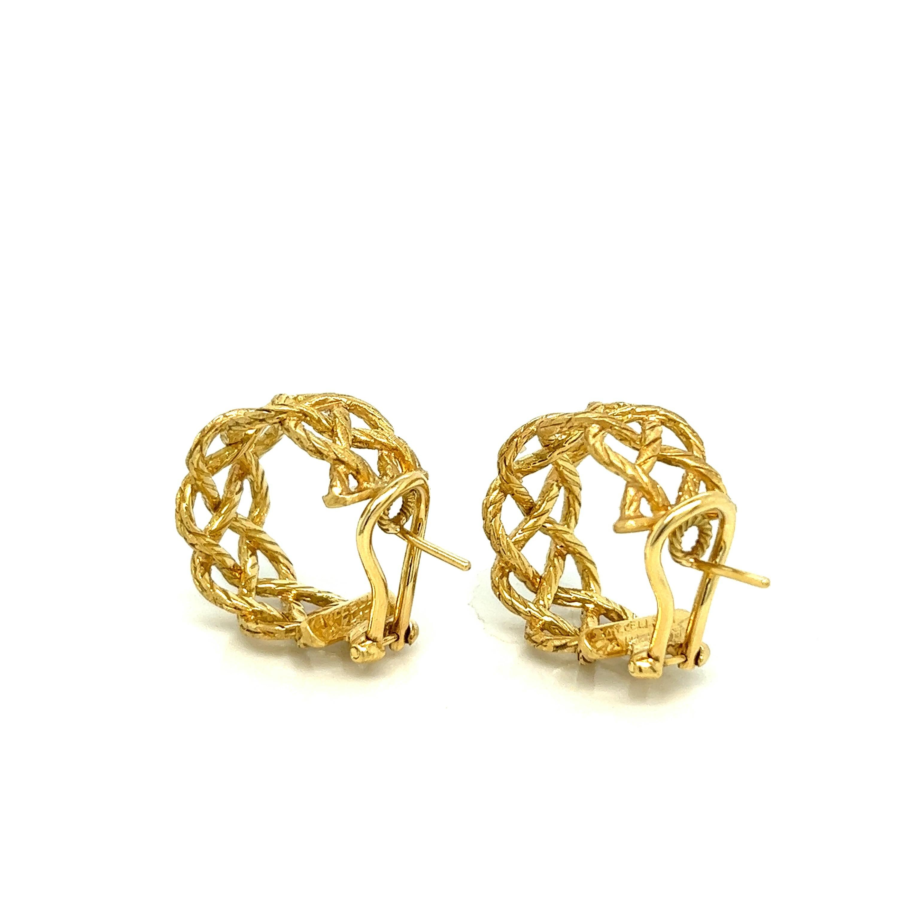 Contemporary Buccellati Gold Braided Earrings For Sale