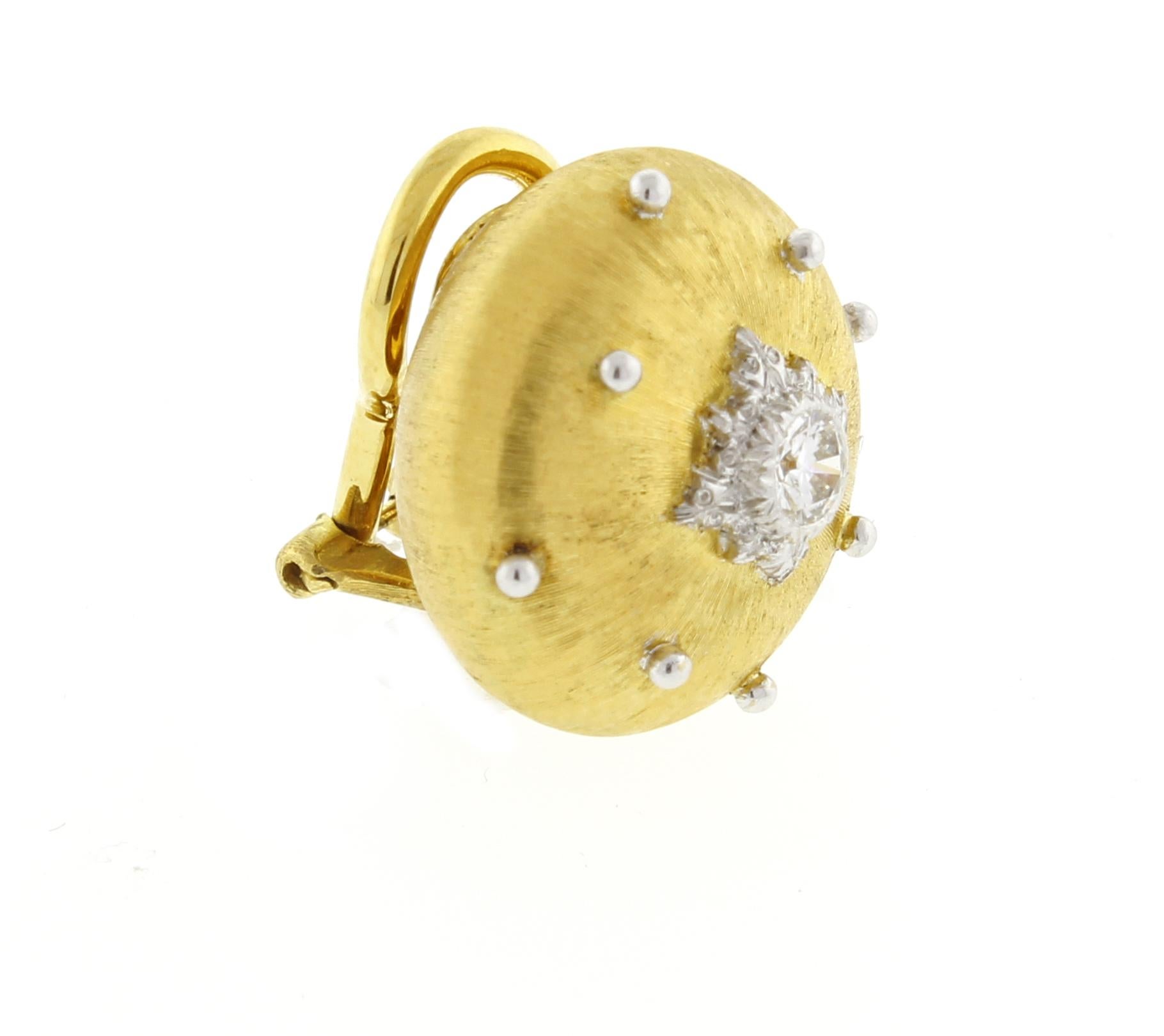Women's or Men's Buccellati Gold Diamond Button Earrings