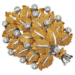 Vintage Buccellati, gold & Diamond Leaf Brooch