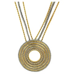Vintage Buccellati Gold Disc Pendant Long Necklace