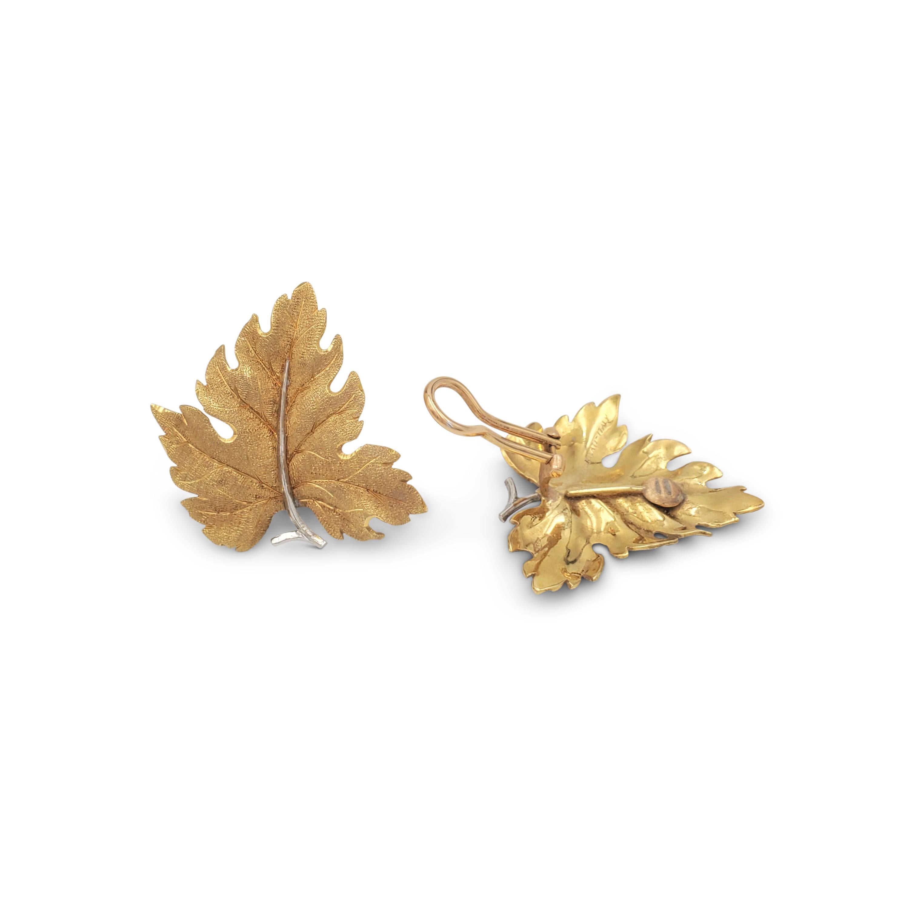 Buccellati Gold Leaf Earrings In Excellent Condition In New York, NY