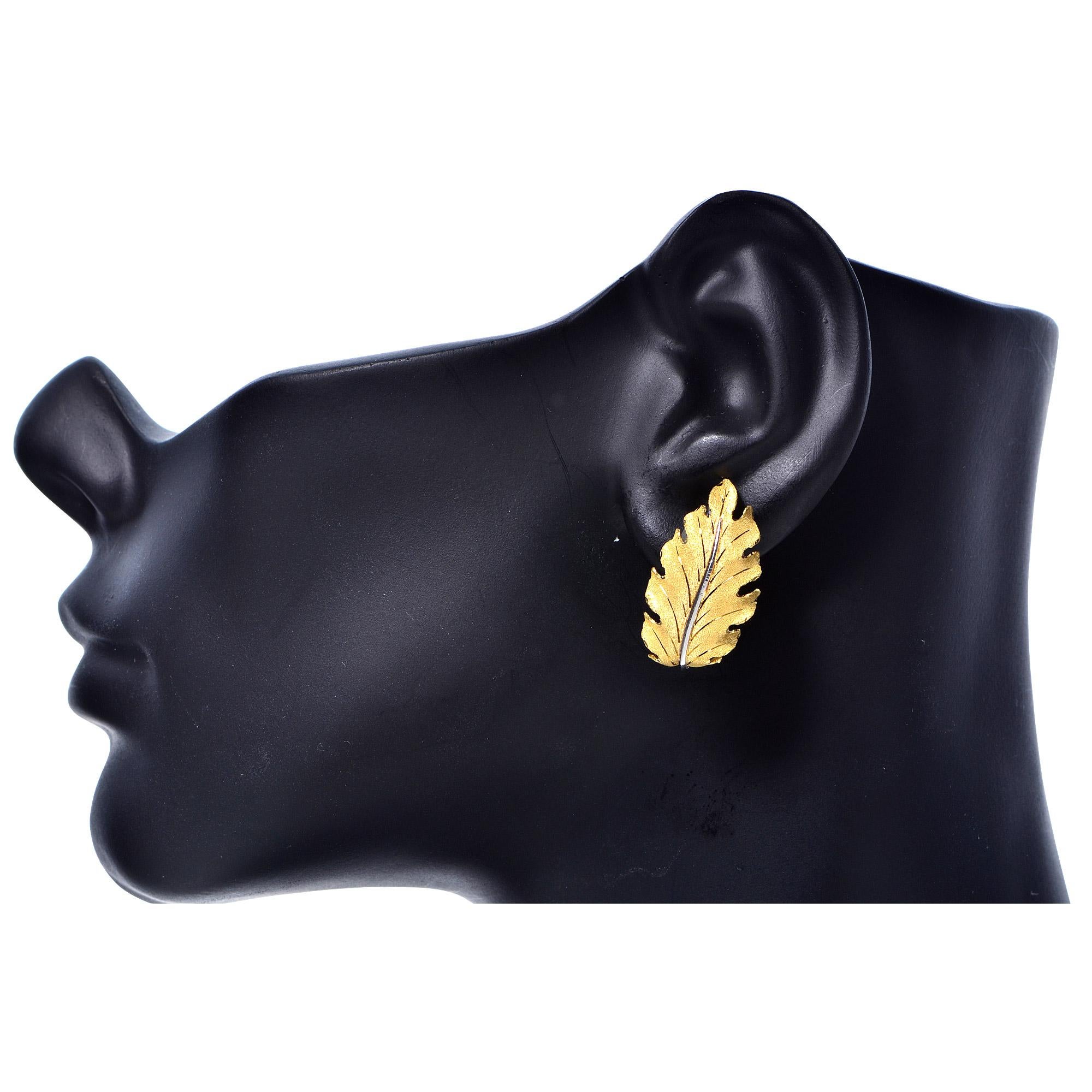 Women's Buccellati Gold Leaf Motif Earrings