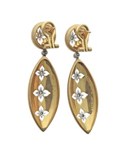 Buccellati Gold Macri Giglio Diamond Drop Earrings
