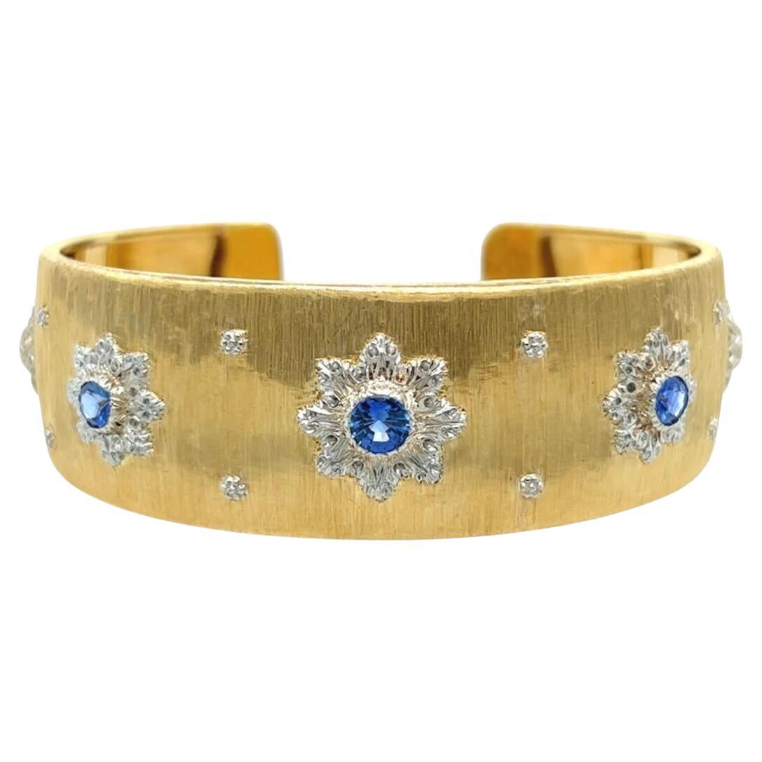 BUCCELLATI Gold, Sapphire and Diamond Cuff Bracelet