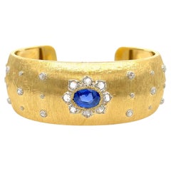 BUCCELLATI Gold Sapphire Diamond Cuff Bracelet