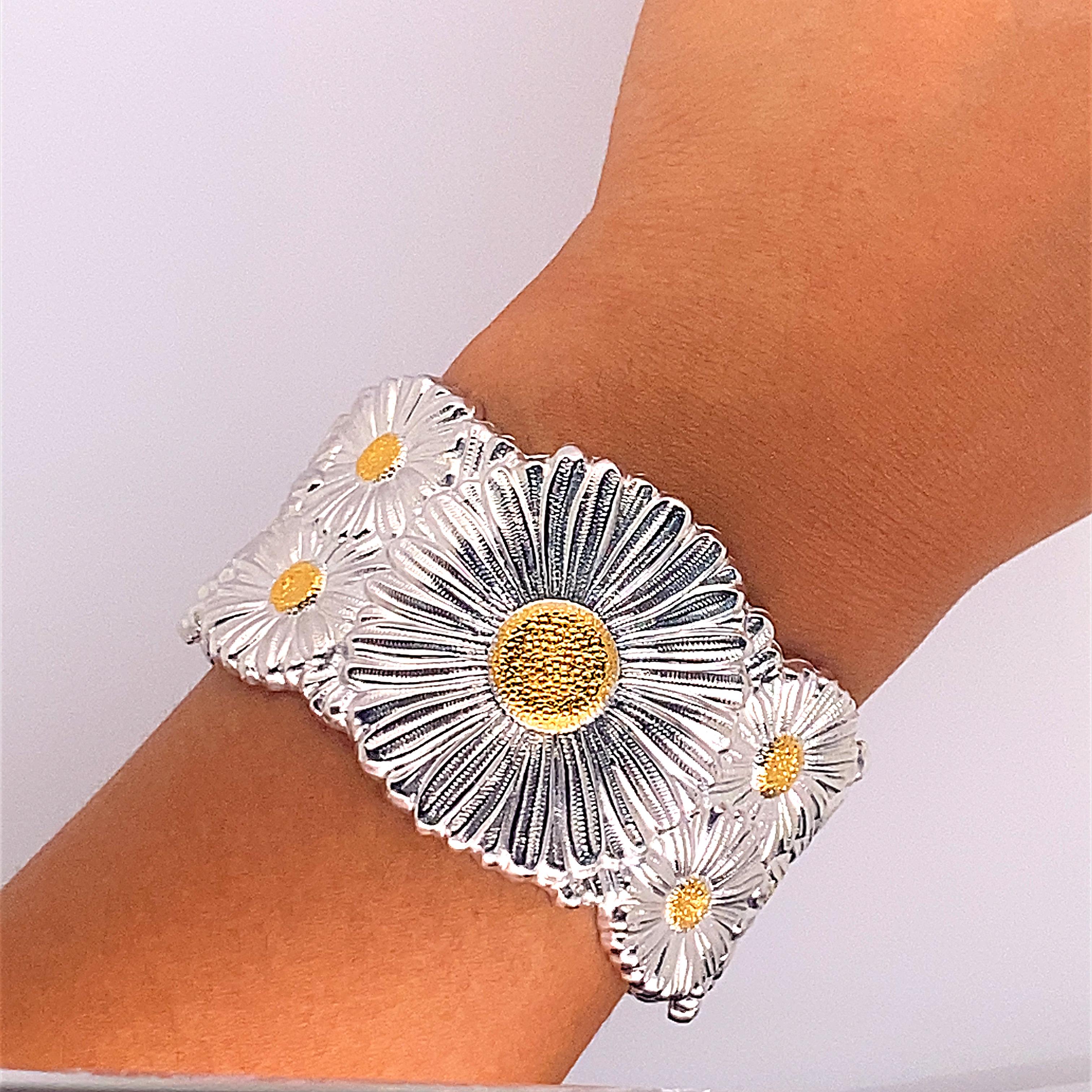 Buccellati Gold Silver Flower Blossom Cuff Bracelet 1