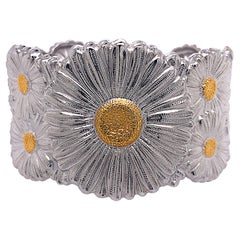 Buccellati Gold Silver Flower Blossom Cuff Bracelet