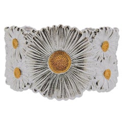 Buccellati Gold Silver Flower Blossom Cuff Bracelet